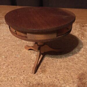 VINTAGE WOOD DOLLHOUSE HANDCRAFTED HARDWOOD WOODEN DRUM TABLE JAPAN